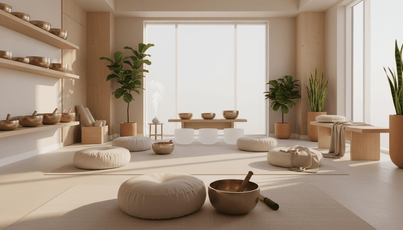 Bright, welcoming sound healing session space